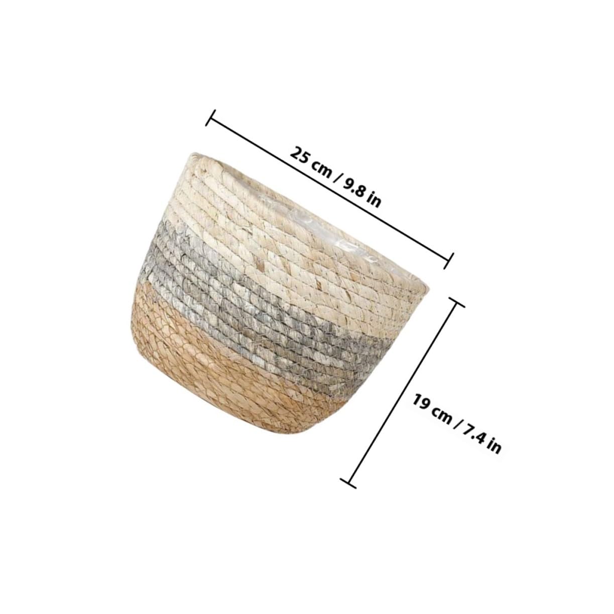 GANAZONO 2 Sztuki Woven Straw Flower Baskets Decorative Plant Containers for Desktop Indoor Rustic Farmhouse Style