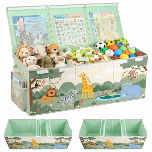 Image of Toy Box with Adjustable Divider Large Toy Chest Storage for Nursery Kidroom
