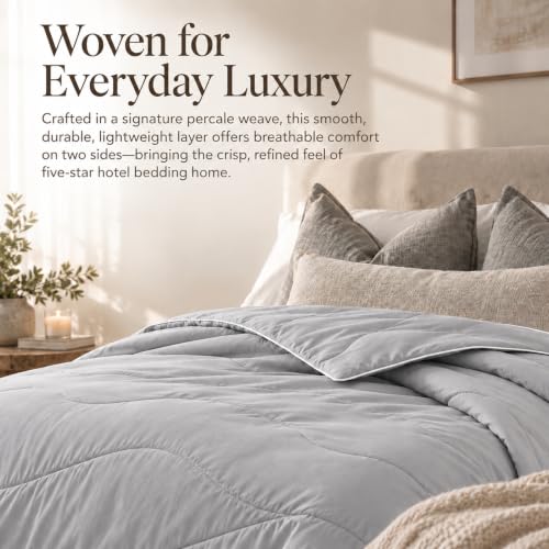 Percale Comforter, Breathable Blanket for Bed, Twin 60" x 80", Silver Gray - image 3