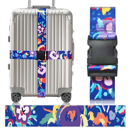Image of Luggage Straps for Suitcases, Eye-catching Suitcase Strap, Adjustable Travel Belt Accessories Luggage Connector Identifiers Over Handle with Buckle,Suitcase Straps to Hold Suitcases Together (Blue)