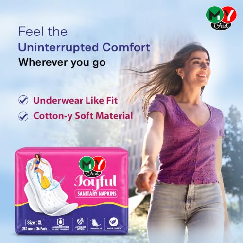 Image of JOYFUL Sanitary Pads for Women - 108 Pieces | Soft, Comfortable, Leak-Proof, Rash-Free & Odour Control Pads