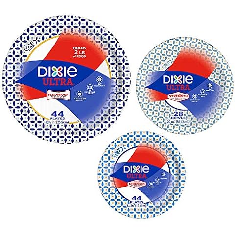 Dixie Ultra Heavy Duty Paper Plate & Bowl Bundle, Large Plate 10 1/16" (44 ct), Small Plate 6 7/8" (44 ct) and Bowl (28 ct) Cover