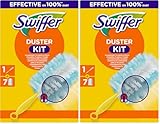 Swiffer Staubmagnet Starter-Set (1 Griff + 7 Nachfülltücher) Fängt Und Schließt 3-mal Mehr Staub Und Haare EIN Als Herkömmliche Staubwedel (Packung mit 2)