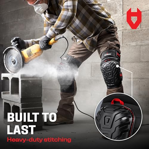 Image of NoCry Professional Knee Pads for Work for Men - Adjustable Thigh and Shin Straps, Heavy-Duty Shell, and Thick Foam & Gel Cushioning - Ideal for Construction and Gardening