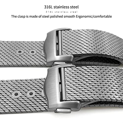 Bracelet montre tressé acier titane 20mm boucle déployante style 007