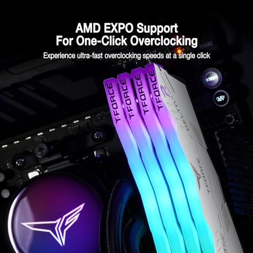 Image of TEAMGROUP T-Force Delta Alpha RGB DDR5 Ram 64GB Kit (2x32GB) 6000MHz (PC5-48000) CL38 Intel XMP 3.0 & AMD Expo Compatible Desktop Memory Module Ram White FF8D564G6000HC38JDC01