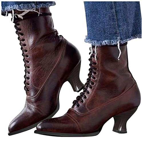 Stiefeletten Damen Biker Boots Combat Stiefel Vintage Biker Boots Retro...