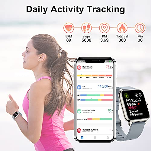 Donerton Smart Watch, Fitness Tracker For Android Phones, Fitness Tracker With Heart Rate And Sleep Monitor, Activity Tracker With Ip67 Waterproof Pedometer Smartwatch With Step Counter,Gray #TOP1