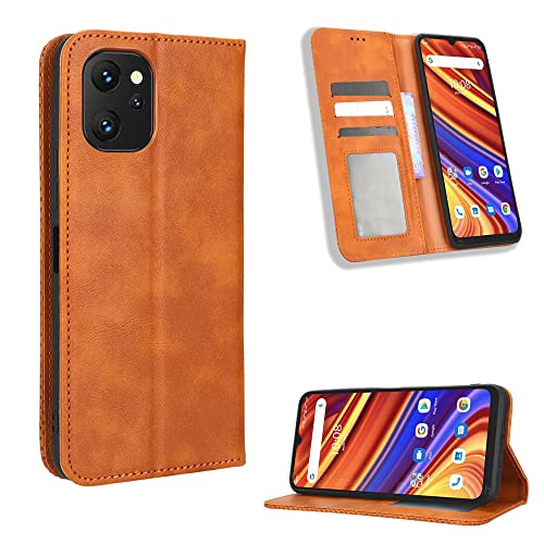 Kukoufey Capa para Umidigi Power 7 Max, capa para Umidigi Power 7 Max, capa para Umidigi Power 7 Max, capa flip de couro PU marrom