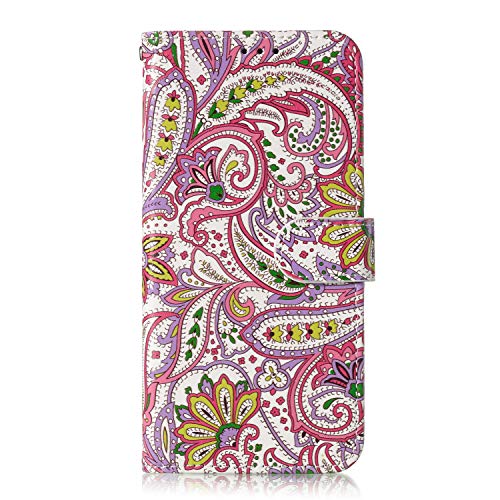 Preisvergleich Produktbild Homikon PU Leder Hülle Retro Muster Schutzhülle Brieftasche Ledertasche Bookstyle Folio Handyhülle Kunstleder Lederhülle Silikon Flip Case Cover Kompatibel mit Samsung Galaxy A70 - Blaue Blume