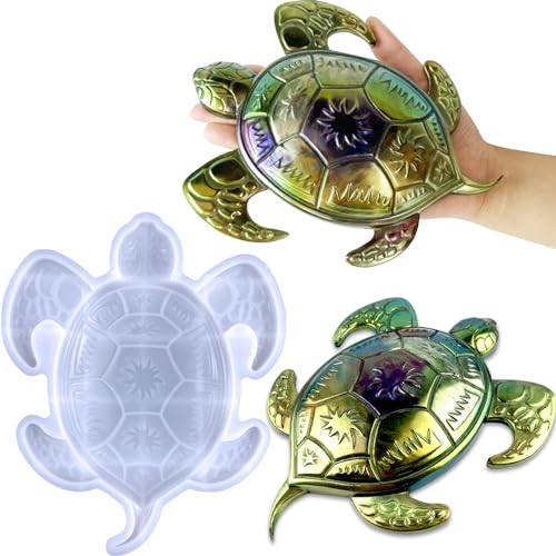 IKOJING 3D Large Animal Sea Turtle Resin Molds Cute Turtle Silicone Mold Easy to Clean and Demould Epoxy Resin Mold for Resin Casting Wall Hanging Clay Plaster Home Decoration Holiday Gifts