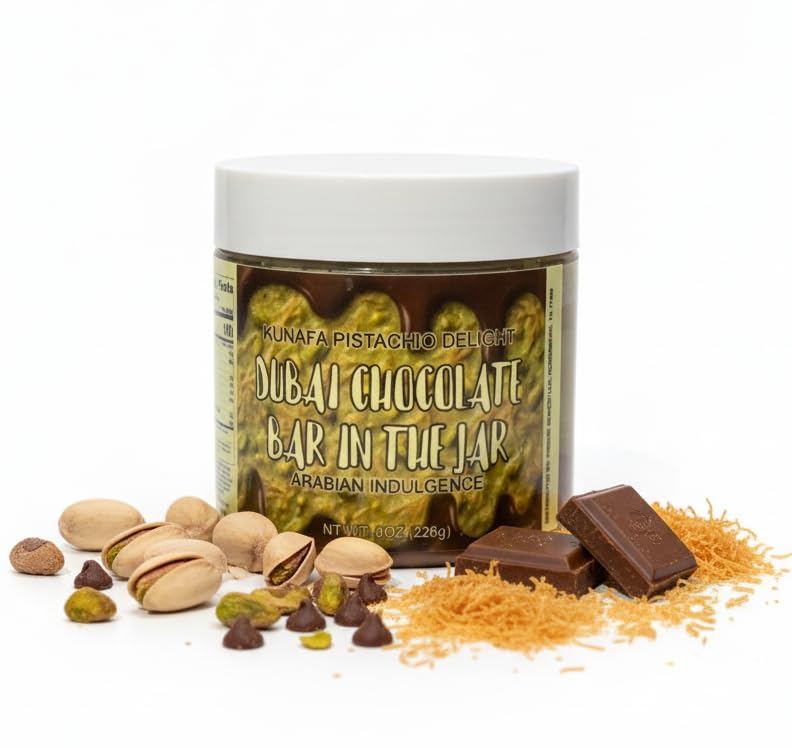 Dubai Chocolate Jar - Gourmet Rich Pistachio Kunafa Treat, Crunchy & Creamy Kunafa Pistachio Chocolate Spread Delight [Choose Flavor & Size] (8 oz,