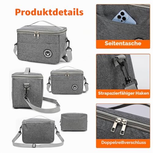 TUXUNQING Kühltasche 7.5L faltbar, Isoliertasche für Picknick, Reisen & Arbeit, Wiederverwendbare Lunchtasche mit Tragegriff, wasserabweisend, geeignet für Lebensmittel, Getränke (Schwarz/26*16*18cm)
