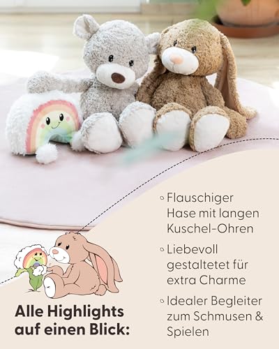 NICI Kuscheltier Hase Lopino 25cm - braun - Weiches Plüschtier – niedliches Stofftier zum Kuscheln & Spielen – tolle Geschenkidee für Kinder & Erwachsene | 62314
