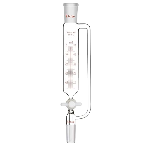 stonylab Pressure Equalizing Graduated Addition Funnel, Borosilicate Glass Dropping Funnel 24/40 Joint 50 ml with PTFE Stopcock for Laboratory (50 ml)