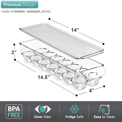 Sorbus Soda Can Organizer for Refrigerator & Egg Holder for Fridge Set, 1 Stackable Can Holder Dispenser Holds 12 Cans Each & 1 Egg Holders with Lid holds 14 eggs for Fridge, Pantry, Freezer, BPA-Free - Image 5
