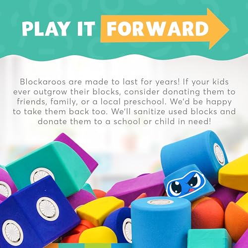 Image of Blockaroo Magnetic Foam Building Blocks 50-Piece Trunk Set for Toddlers