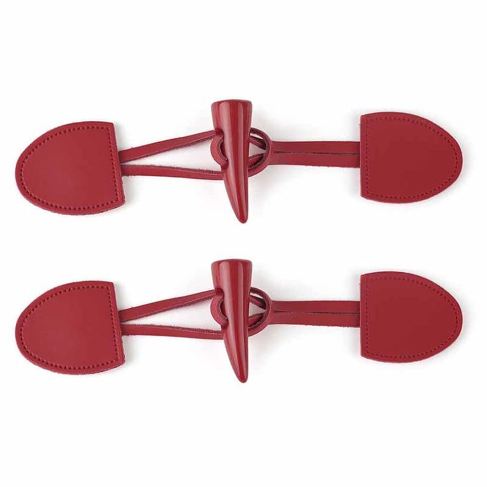 GIVBRO 2pc Closure Toggle Buttons Horn Leather Button Button Replacement Accessories for Home Sewing Red