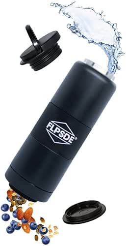 FLPSDE Dual Chamber Water Bottle with Integrated Storage Compartment for