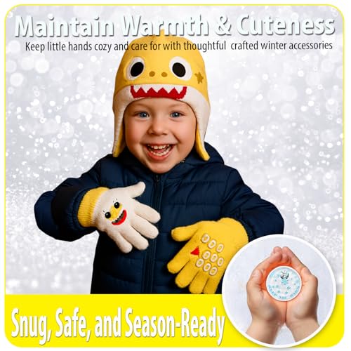 Image of Nickelodeon Boys' Baby Shark Winter Hat and 2 Pairs of Mitten Set (Toddler)