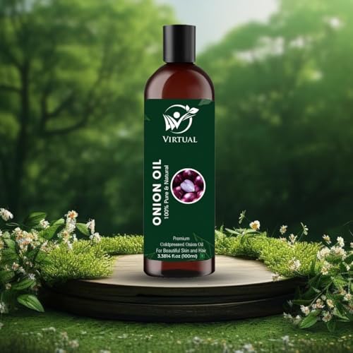 Image of VIRTUAL 100% Pure Onion Essential Oil For Stronger For Long & Strong Hair | With Red, Black, Yellow & Green Onion Seed | Mineral Oil & Fragrance Free Hair Growth and Hair Fall Control