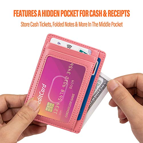 Image of GH GOLD HORSE Slim RFID Blocking Card Holder Minimalist Leather Front Pocket Wallet for Women | Slim