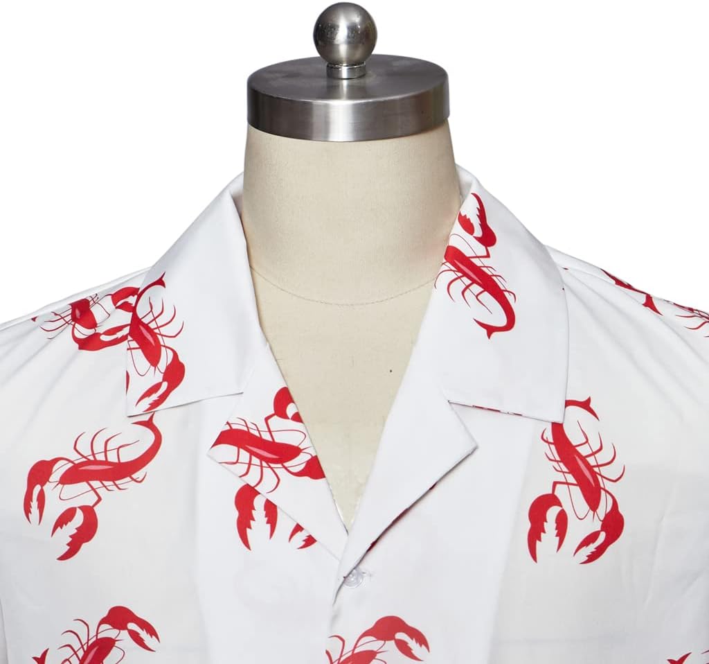MelangCos Men's Kramer Lobster Shirt Button-Up White Shirt Short Sleeve Hawaiian Shirts - Image 5
