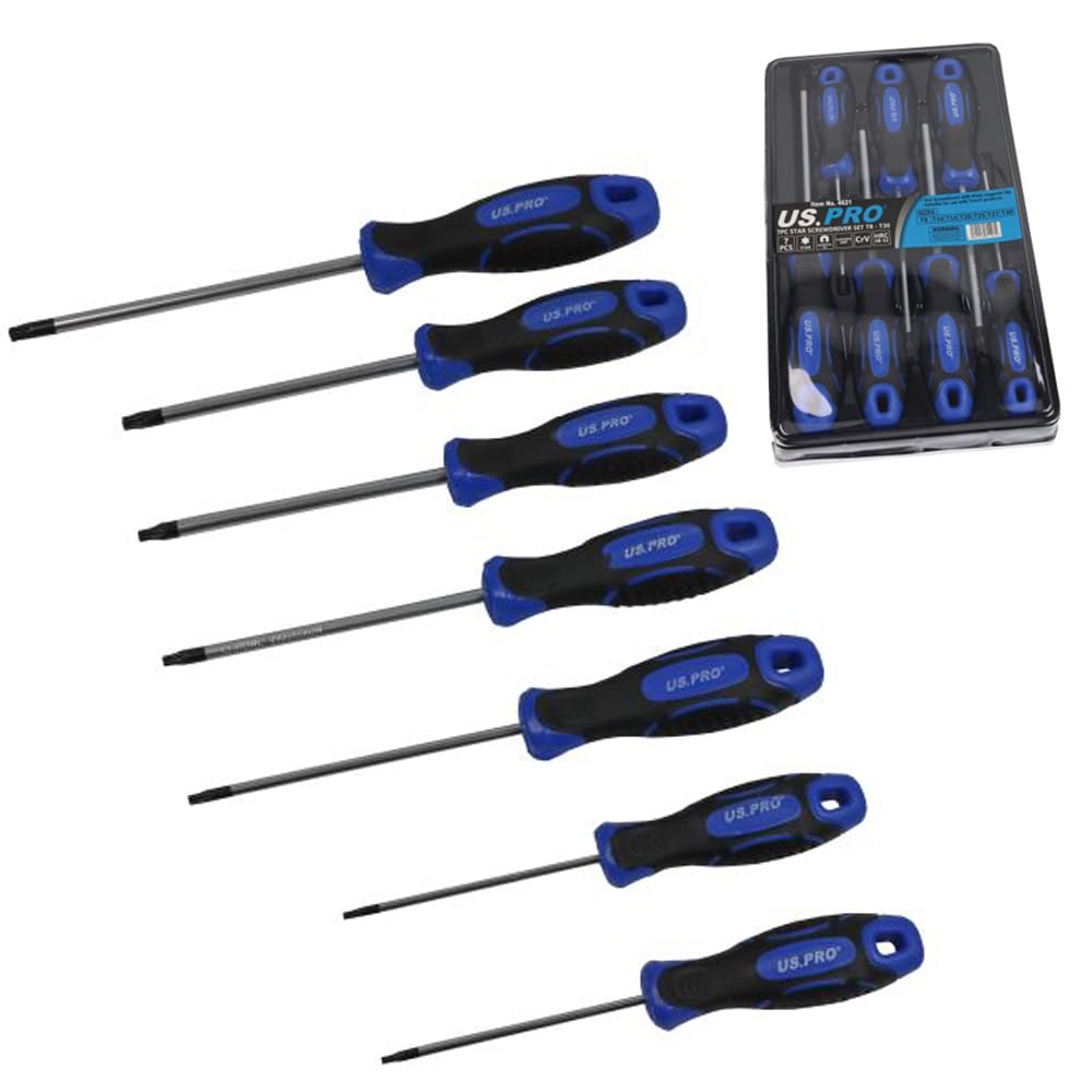 Us Pro Blue 7 Piece Magnetic Torx Star Trx Screwdriver Set Screwdrivers T8 To T30