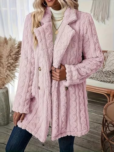 Women's Fall Winter Fuzzy Fleece Jackets Lapel Open Front Long Teddy Cardigan Coat Warm Faux Fur Sherpa Outerwear4