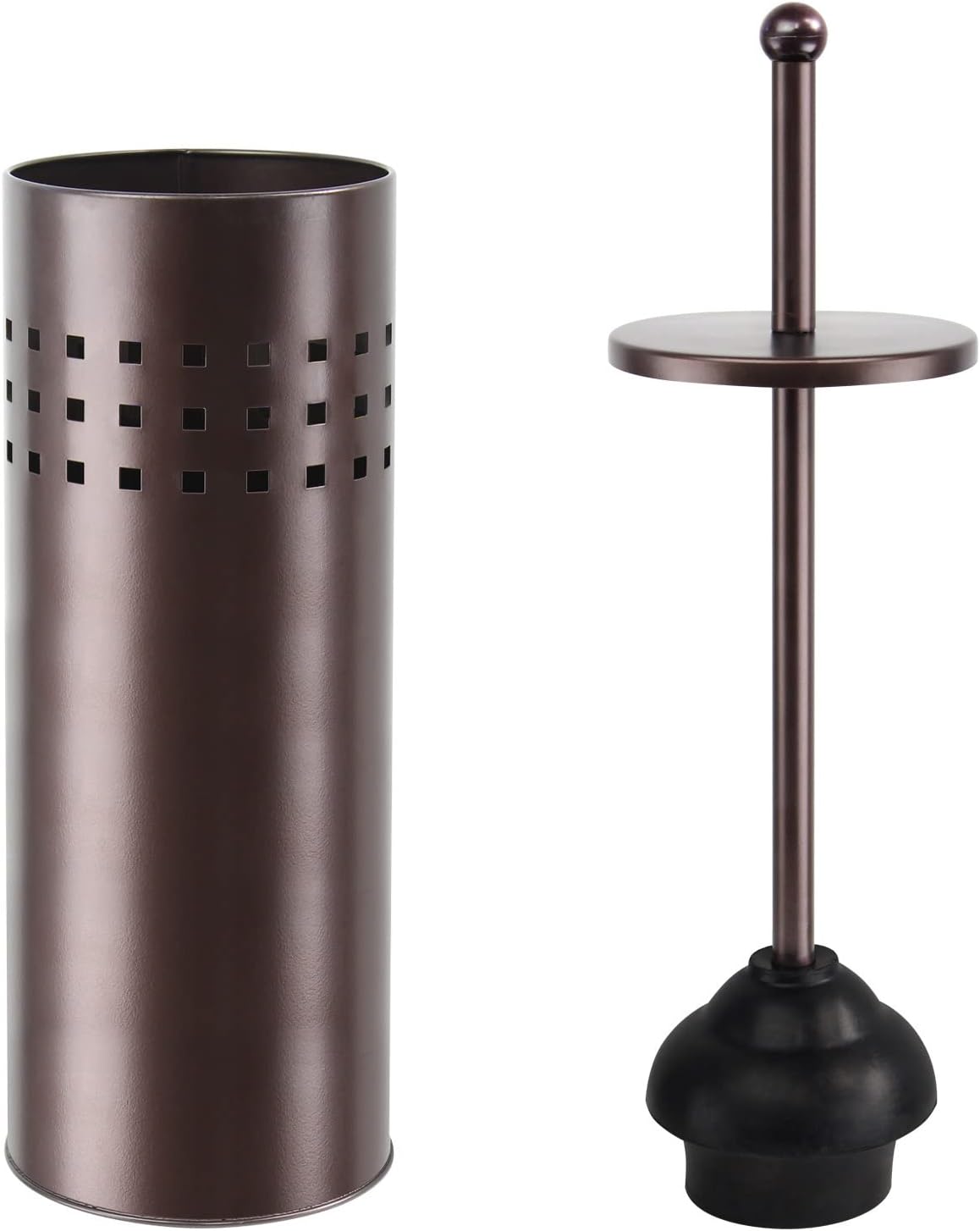 Toilet Plunger with Holder for Bathroom, Multi Drain Suitable Also for Bathtubs, Quick Dry, Bronze