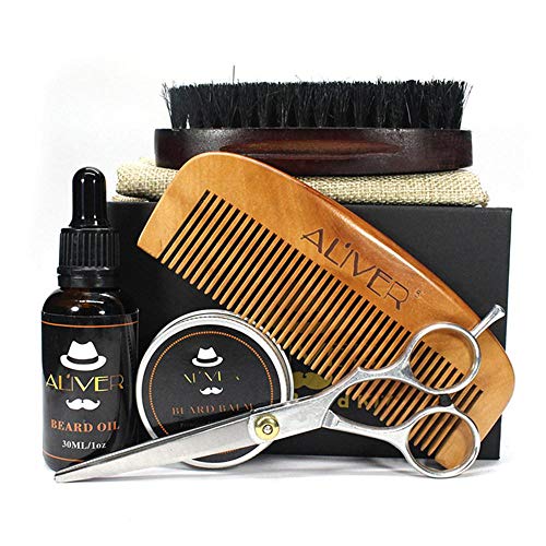 Bartpflege Set, 6PCS Bartpflegeset Geschenke Für Männer Einschließlich Bartöl, Bartbalsam, Bartbürste, Bartkamm, Bartschere, Aufbewahrungstasche, Bartpflegeset Männer Geschenkbox Cover