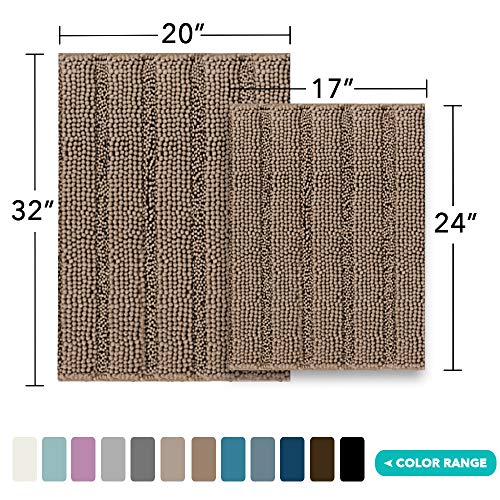 Image of Turquoize Bathroom Rug Set, 2 Piece Soft Absorbent Chenille Bath Rug Set