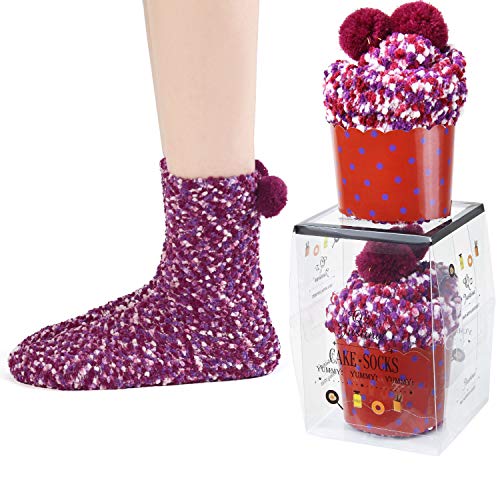 JARSEEN 2 Geschenk Box Kuschelsocken Weiche Bequeme Warme Flauschige Haussocken für Damen Mädchen Weihnachtssocken Valentinstag Geschenk (EU 36-42, 2Violett)