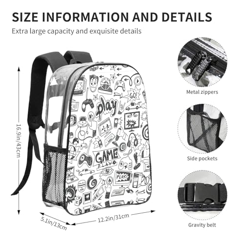 Mochila transparente unisex de alta resistencia y diseño monocromático 4