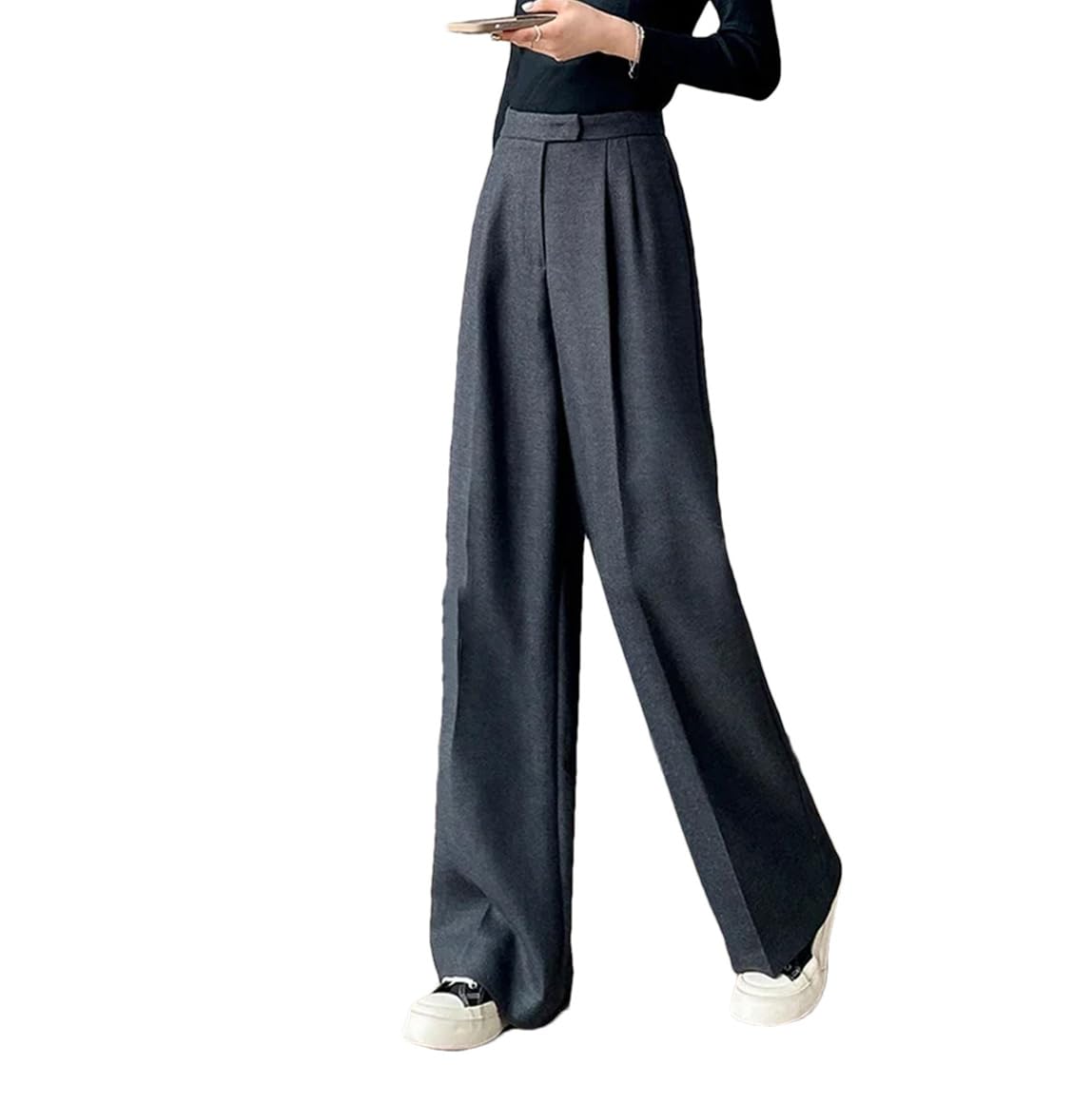 Womens High Waist Solid Loose Wide Leg Pants Autumn Office Fashion Slim Fit Womens Casual Pants