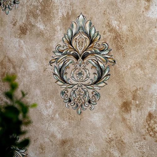 Image of wolpin Non-Woven Wallpaper Non-Adhesive (53 x 950 CM) (Beige) | Textured Damask Ornate Wall Covering with Sparkling Shine | Beige Decorative Wall Covering (54.18 Sq Ft)