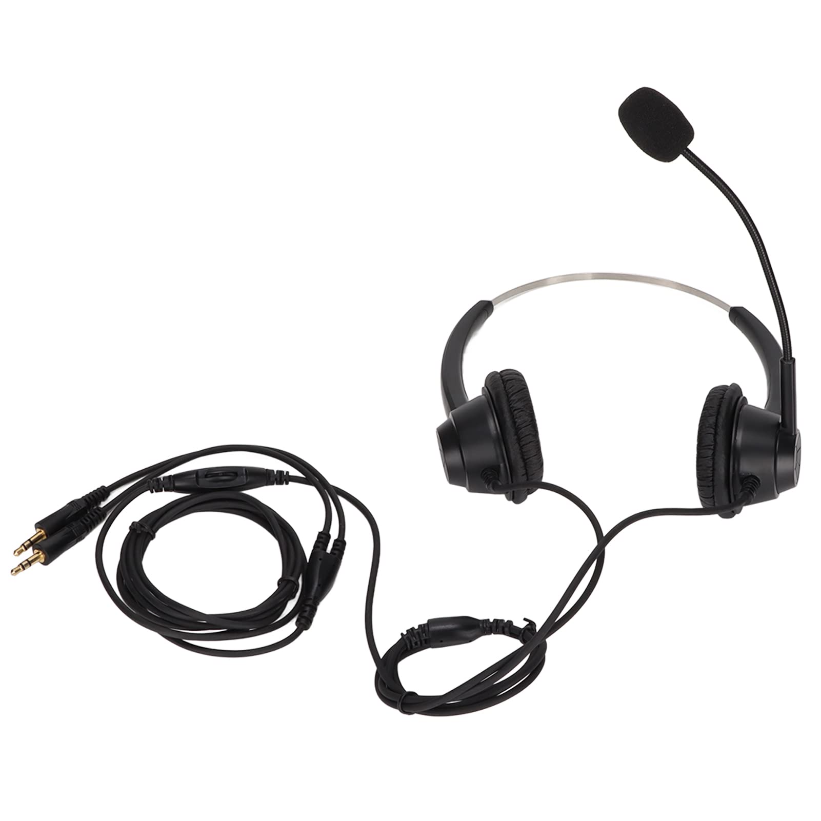 Auriculares de teléfono con enchufe doble de 3.5 mm cable PC negro 8