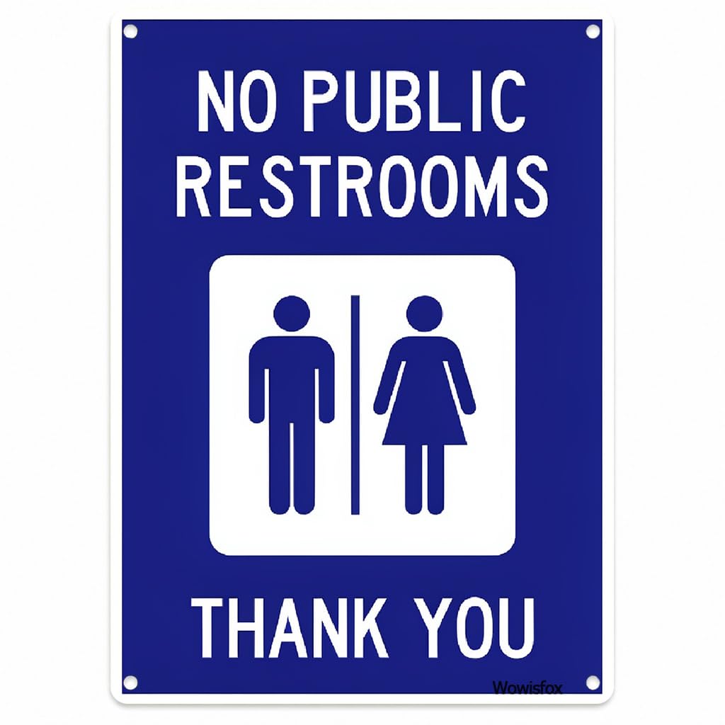 No Public Restrooms Notice Sign, 8 x 12 Inch Aluminum with Mounting Holes