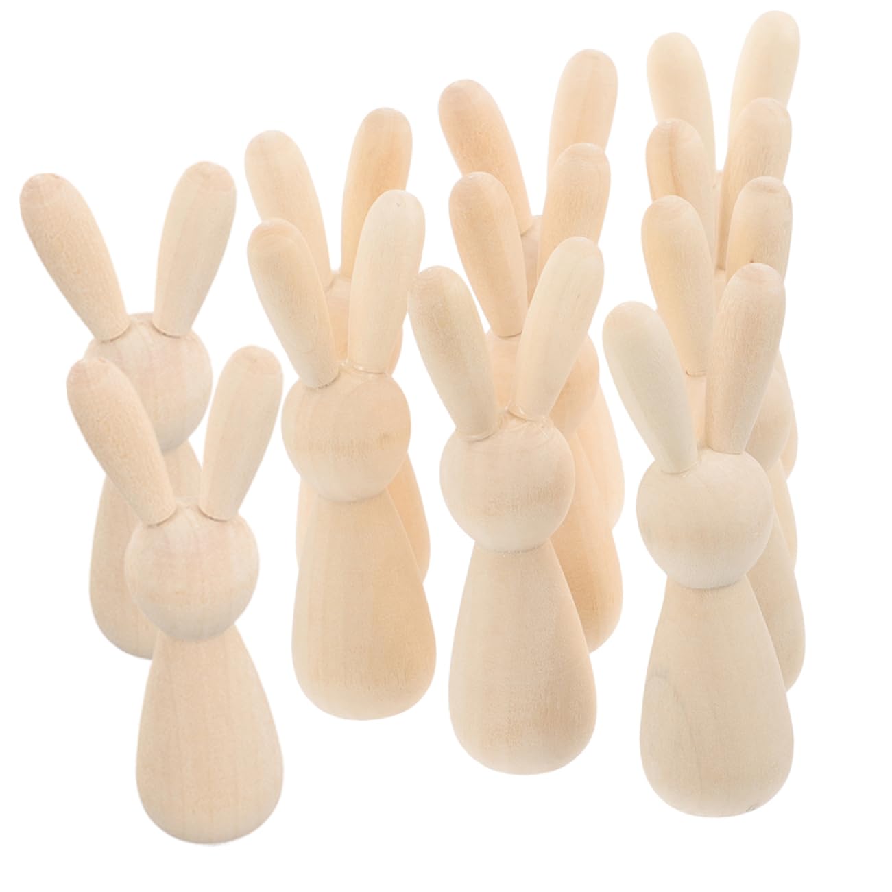 VILLCASE 5 Juegos Títere De Conejito Graffiti Madera Conejos Bricolaje Y Manualidades Figura De Conejo Diy Suministros De Bricolaje Para Niños Decoraciones De Mesa De Madera 12 Uds * 5