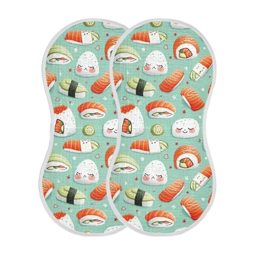 xigua Sushi Baby Burp Cloths for Newborn Boys and Girls 2 Pack, Soft & Absorbent Cotton Baby Burp Cloth, Baby Washcloths, Newborn Towel, Burp Rags2