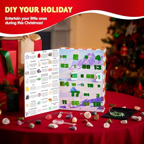 JOYIN 2025 Christmas Advent Calendar Gemstones, 24 Days Christmas Countdown Calendar, Rock Collection Gemstones for Kids, Xmas Party Favors Supplies, Classroom Prizes, Fun Gifts – Image 4