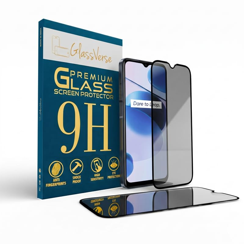 Image of GlassVerse Privacy Tempered Glass for Realme C35 | Anti Spy Screen Protector, 9H Hardness, Edge to Edge, Case Friendly, Hassle-less Installation Kit Included. (Pack of 2)