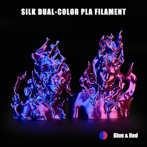 Image of OVV3D PLA Filament 1.75mm, Silk PLA Dual Color 3D Printer Filament, Blue Red Coextrusion Filament, Color Change Every Inch Filament 3D Printing Materials + /-0.02mm, 1kg /2.2lb