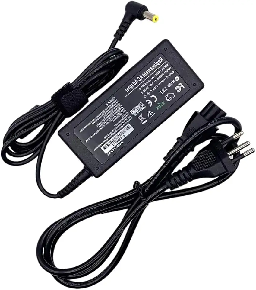Fonte Carregador Para Notebook Acer Aspire 3 A315-51 A315-53 A315-56 19v 3,42A 65W Plug 5.5x1.7mm Pino Grosso Bivolt com Cabo de Força