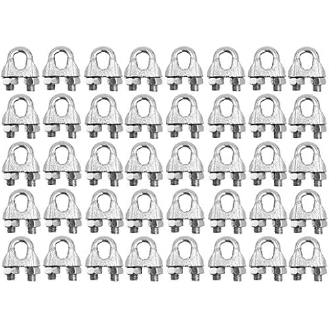 BRUFER 98201 Wire Rope Clamp Clip for Cables Zinc Plated - 1/8" inch - Bulk Pack of 40 Pieces Cover