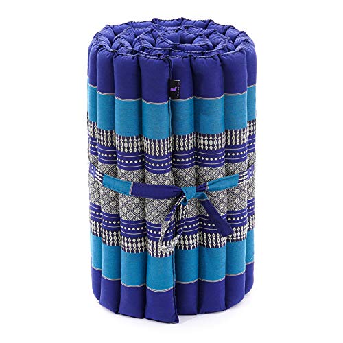 Image of Leewadee - Foldable Floor Mattress - Japanese Roll Up Futon -Trifold Tatami Mat- Guest Floor Bed - Camping Mattress - Thai Massage Mat, Kapok Filled, 75 x 20 inches, Blue