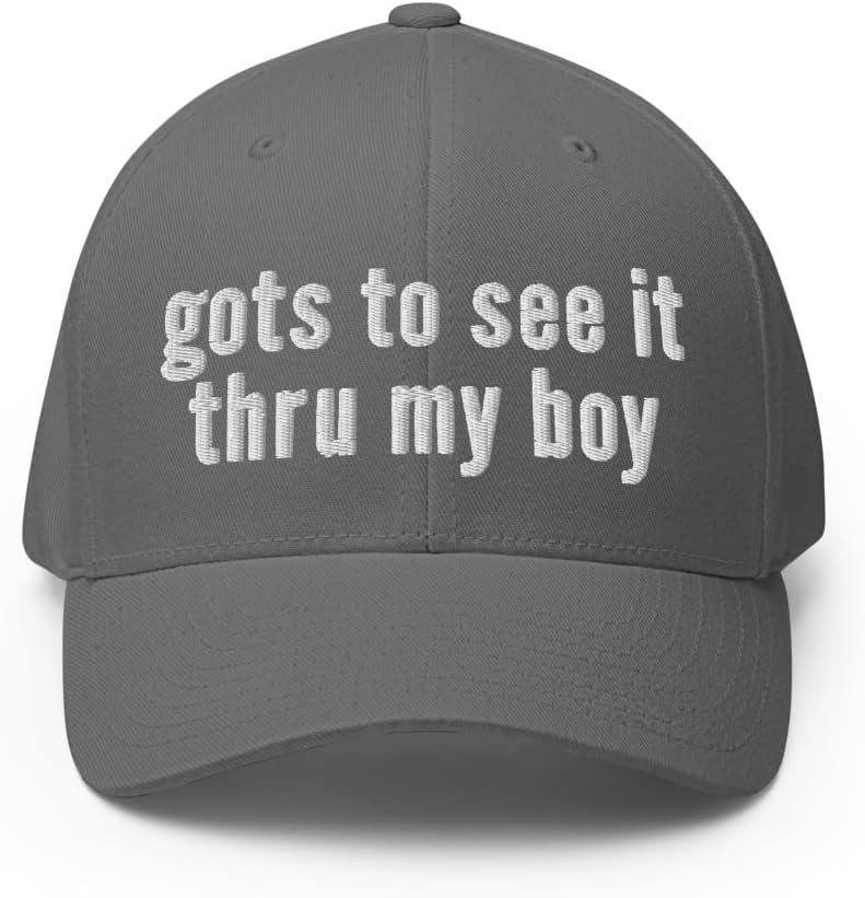 GOTS to See it Thru My boy Hat (Embroidered Flexfit Cap) Grey