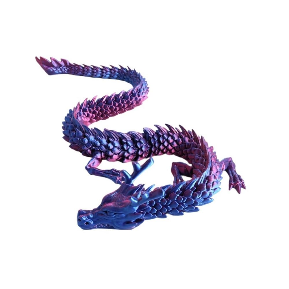 Diyouke Articulated 3D Printed Dragon Figurine, Fully Movable Joints Dragon Statue for Desktop Home Decor, 30cm(Lanlong)