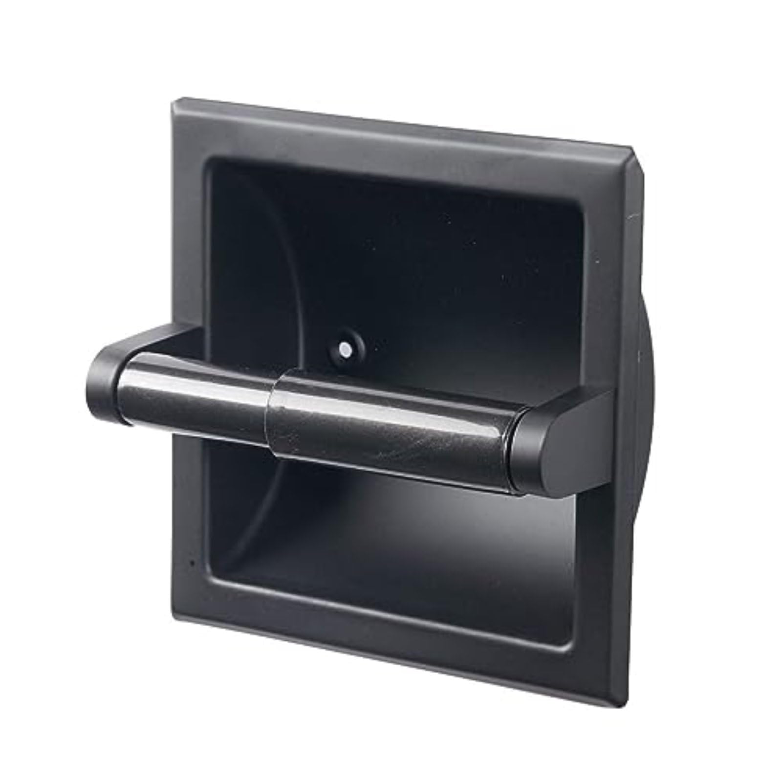 Soporte para papel higiénico de pared empotrado que ahorra espacio en baños pequeños