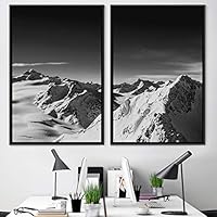 2 Piece Framed Canvas Wall Art Monochromatic Mountains Canvas Prints Home Artwork Decoration for Living Room,Bedroom - 16